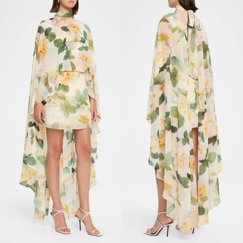 Ungaro Fiona Draped Floral-Print Mini Dress